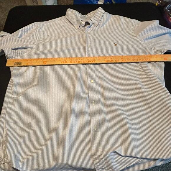 Polo Ralph Lauren XXL Classic Fit Button Down Shirt Blue White Stripe Cotton - Picture 5 of 7